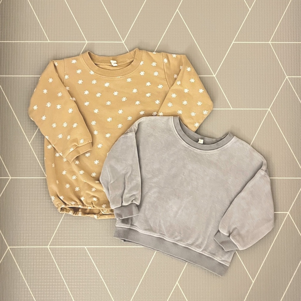 Quincy Mae Velour Relaxed Sweatshirt & Daisy bodysuit 2-3Y